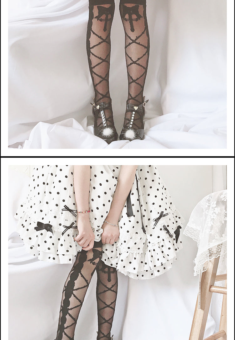 Roji roji~Thorn Kiss Lolita Thigh Stockings Lolita Pantyhose   