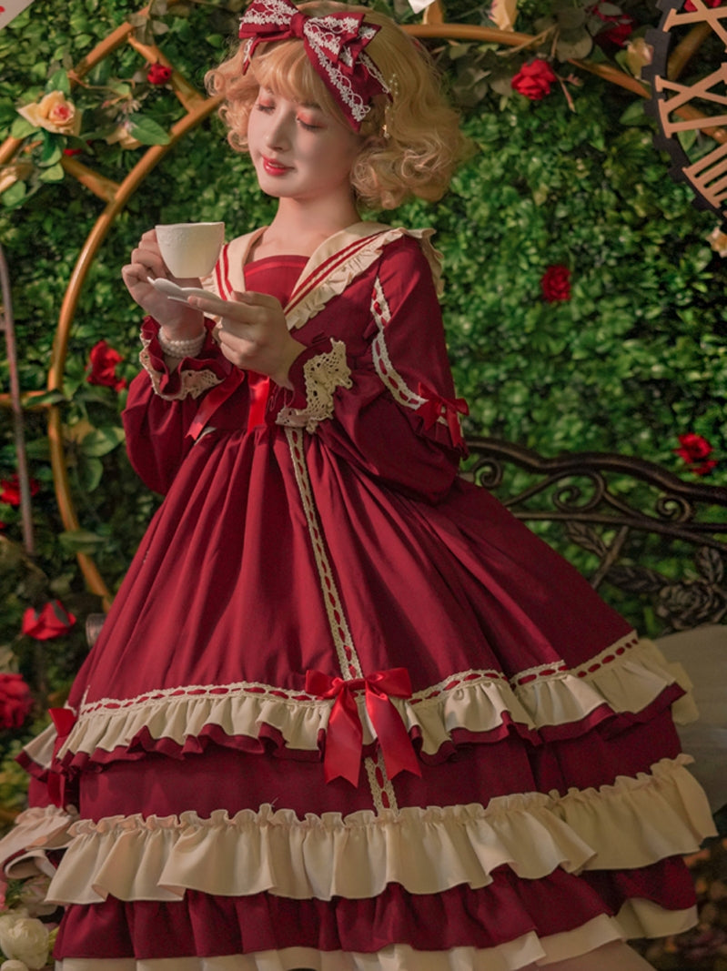 Eieyomi~Miss Betty~Vintage Princess Cotton Lolita OP Dress S red 