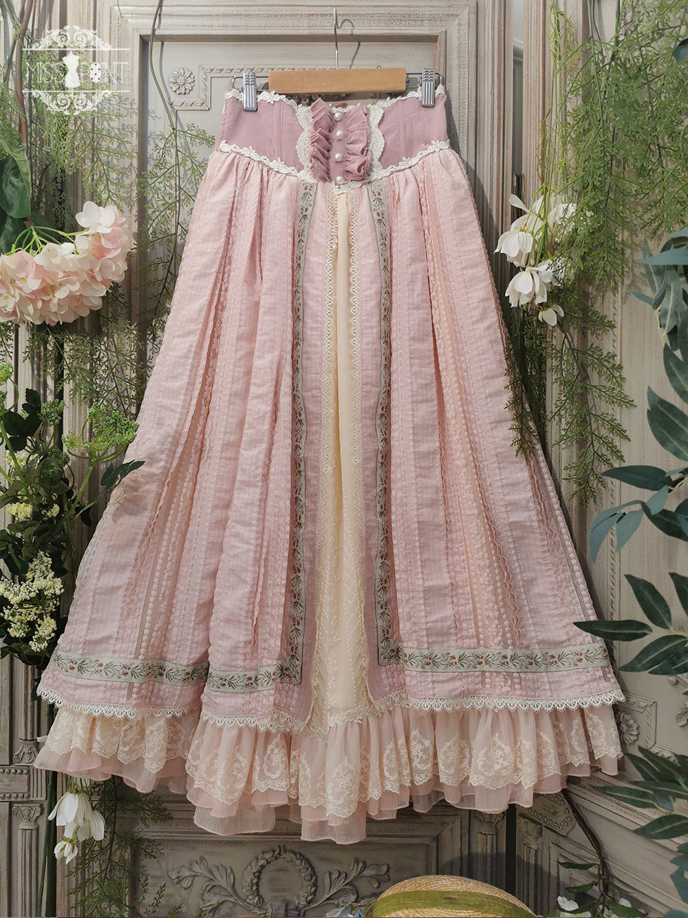 Miss Point~The Sally Gardens~Fish Bone High Waist Lolita Skirt (2XL L M S XL) 8492:91136