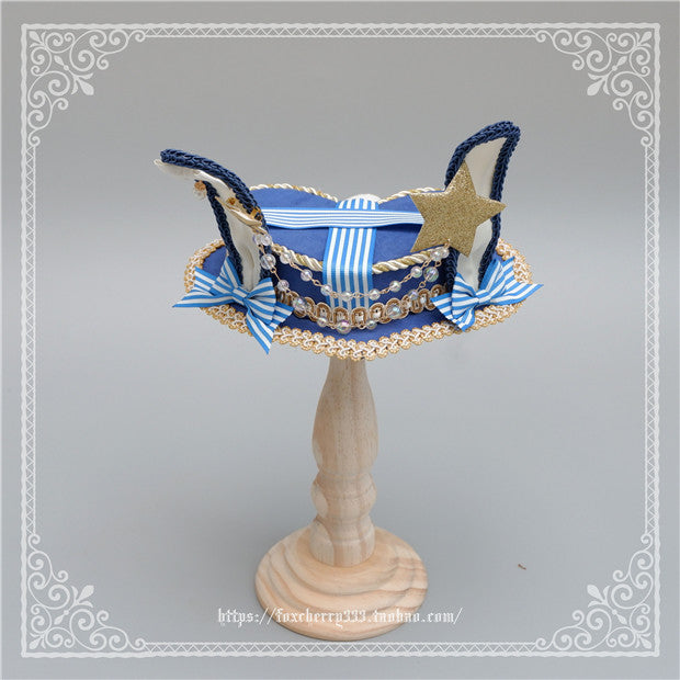 Fox Cherry - Lolita Rabbit Ears Top Hat Multiple colors One Size royal blue