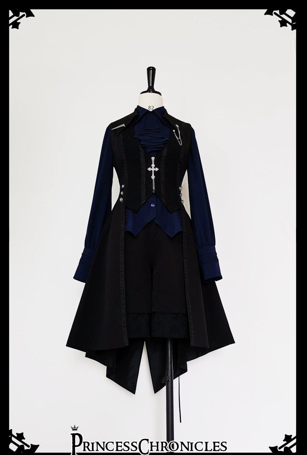 Princess Chronicles~Black and Blue~Male Lolita Ouji Swallowtail Vest S female vest (in stock) 