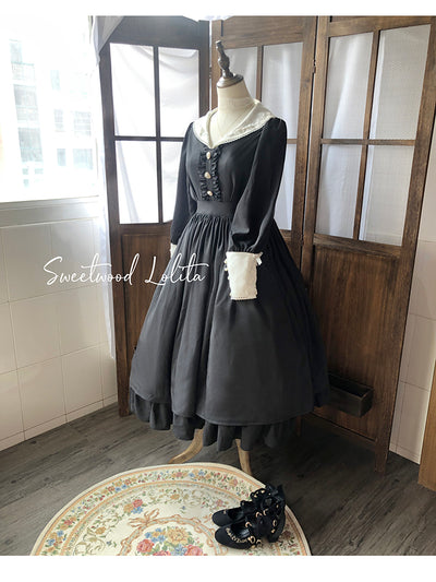 (BuyForMe) Sweet Wood~Lola's Diary~Multicolors Classic Lolita Plus Size OP Dress 2XL black 