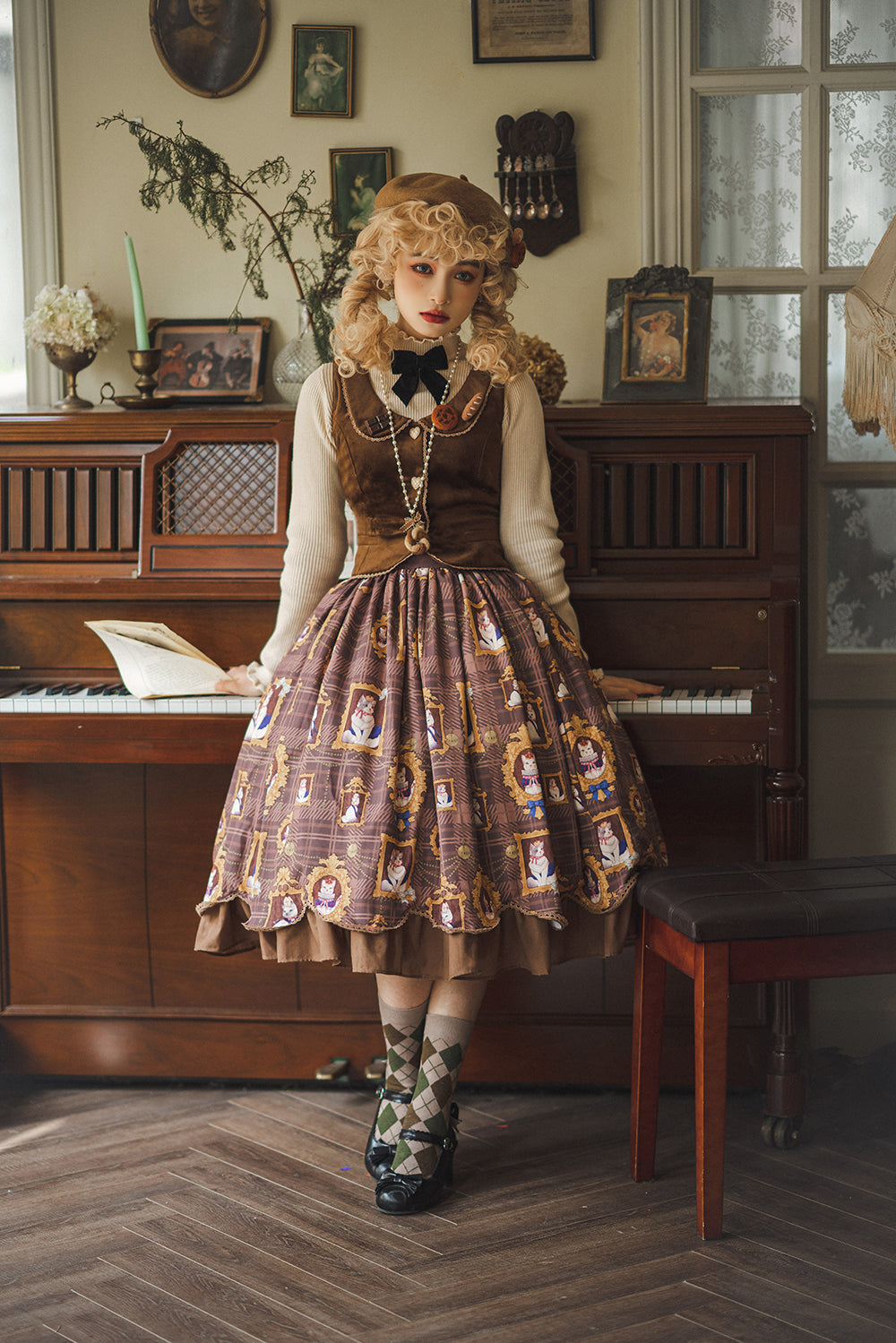 Miss Point~Christmas Preppy Style Velvet Lolita SK Vest Set 3690:22631
