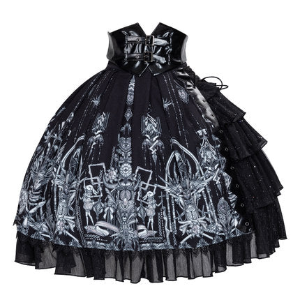 YingLuoFu - Red Heart Eyes - Retro Gothic JSK Dress S SK Skirt + Waistband