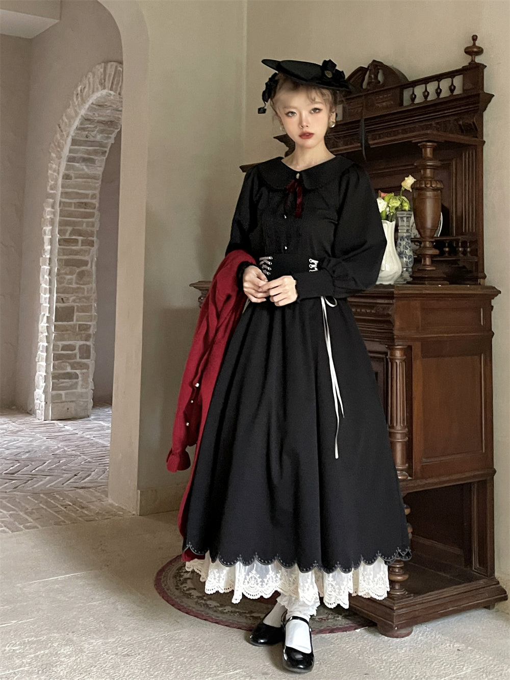 EESSILY~Countess's Autumn Tour~Retro Lolita Embroidery Long SK 8318:129558