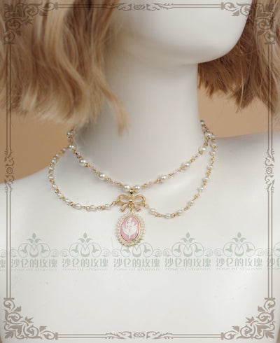 Rose of Sharon~ Cameo Lolita Retro Necklace 4 Colors   