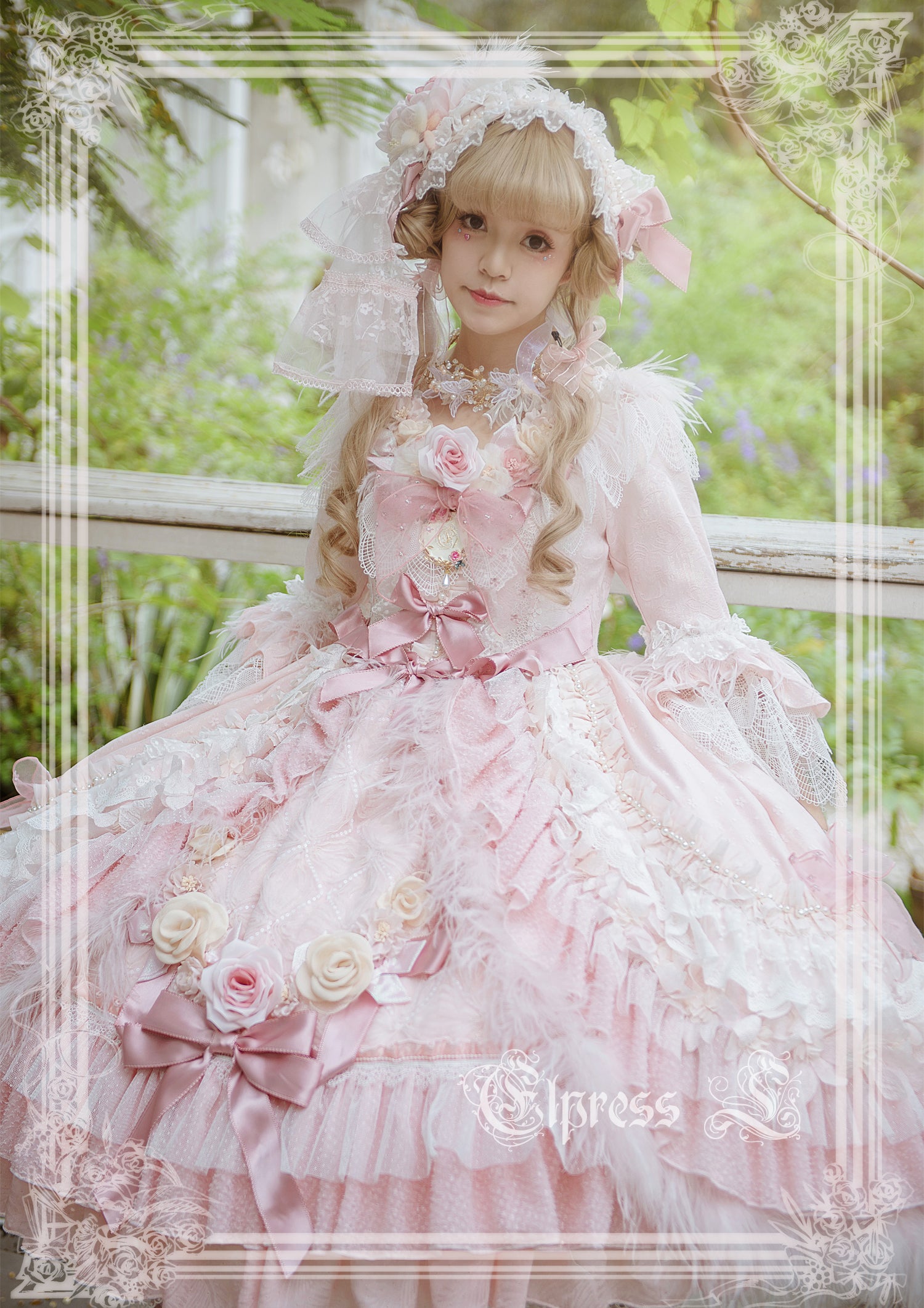Elpress L~Wedding Lolita Floral Headdress BNT Veil