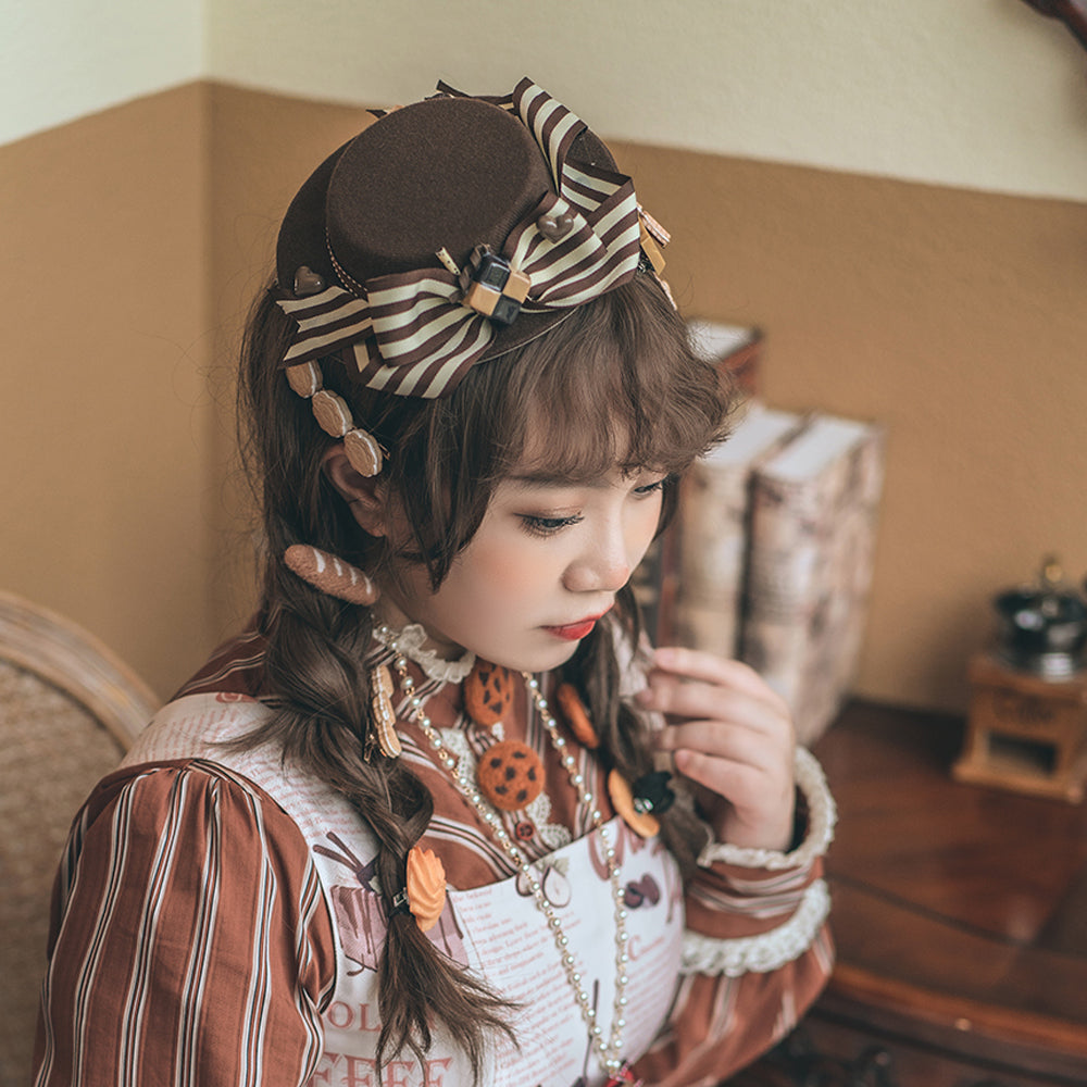 Miss Point - Chocolate Daily Light Sweet Lolita Hat coffee hand-made hat