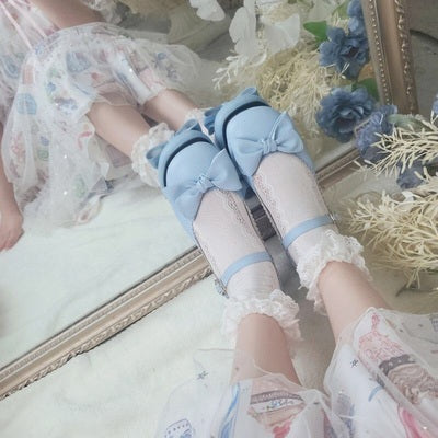 Sosic~Kawaii Lolita Bow Falt Shoes 34 light blue 