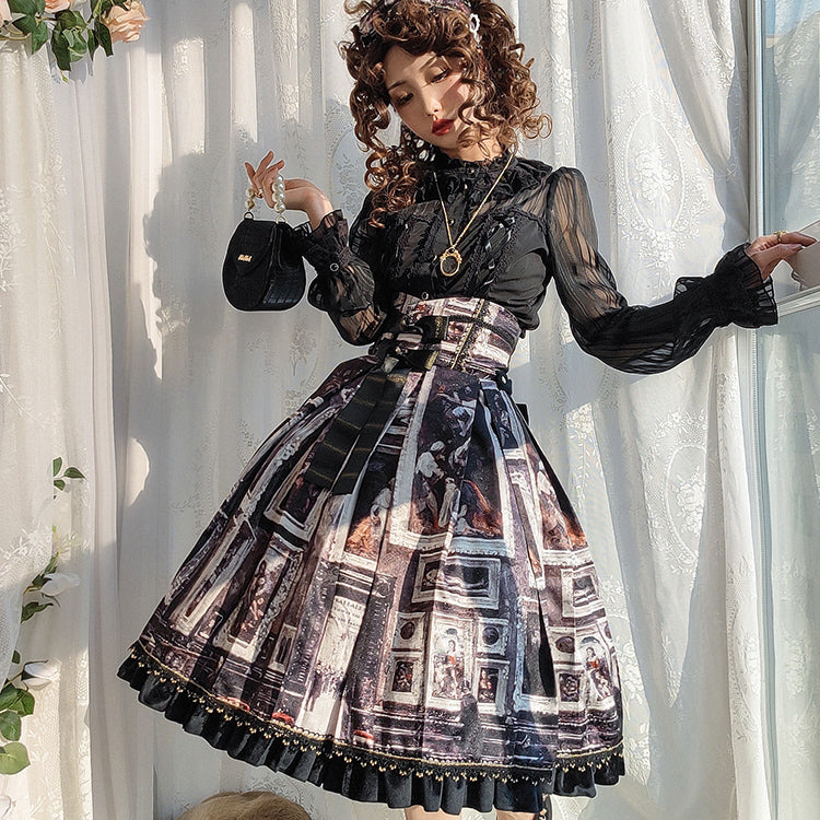 Balladeer - Golden Gallery - Elegant High Waist Lolita SK S silver black