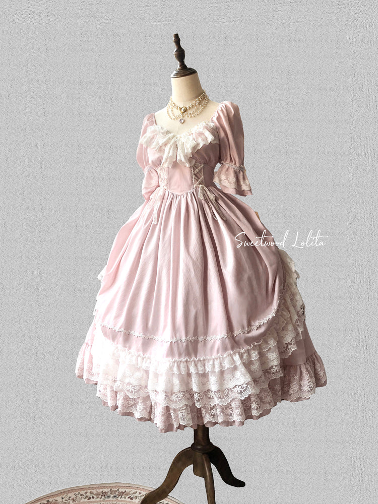 (Buyforme) Sweet Wood~ CLA Vintage French Lolita OP Dress 2XL pink long dress 