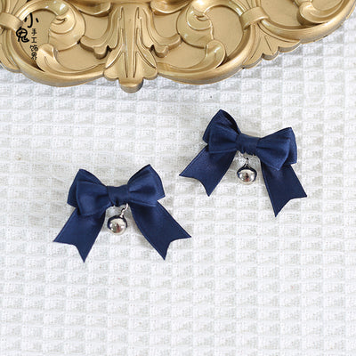 Xiaogui - Sweet Japan Fashion Lolita Bell Bow Clip dark blue