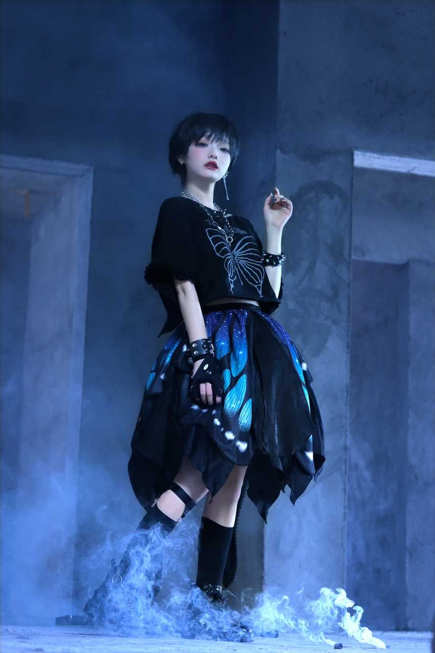 Star Fantasy - The Butterfly Effect Lace-up Punk Skirt Set