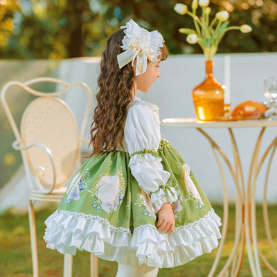 New In Autumn Kid Lolita Fashion Dress green 100cm 