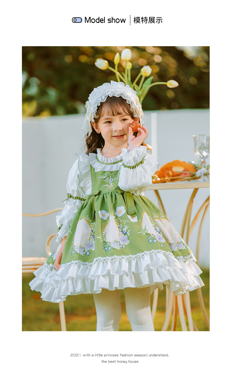 New In Autumn Kid Lolita Fashion Dress green 110cm 