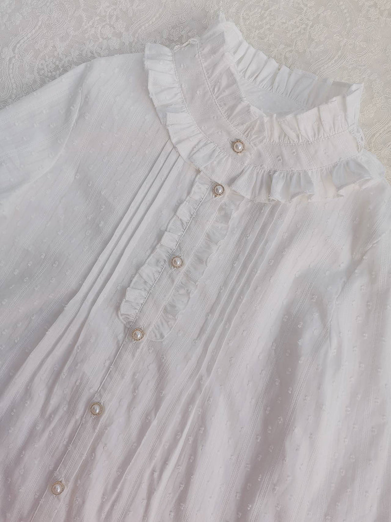 Yilia~Sweet Lolita Long Sleeve Cotton Blouse   