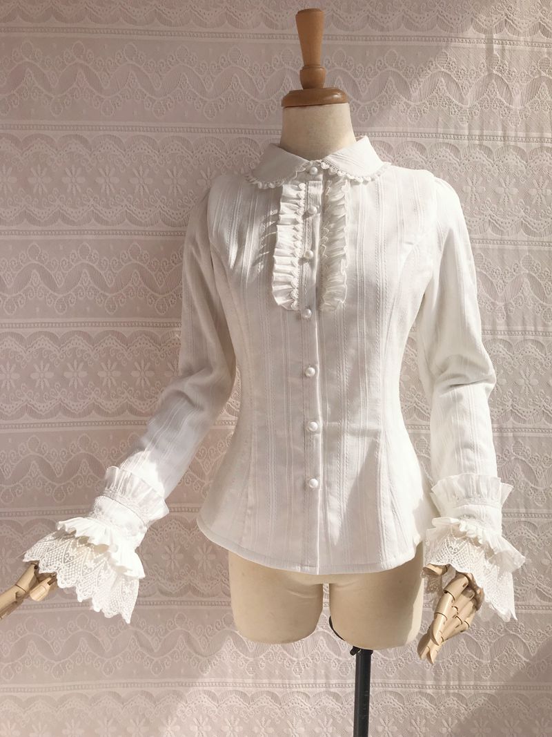 Yilia - Sweet Lolita Long Sleeve Blouse XS white
