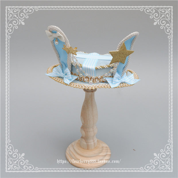 Fox Cherry - Lolita Rabbit Ears Top Hat Multiple colors One Size light blue