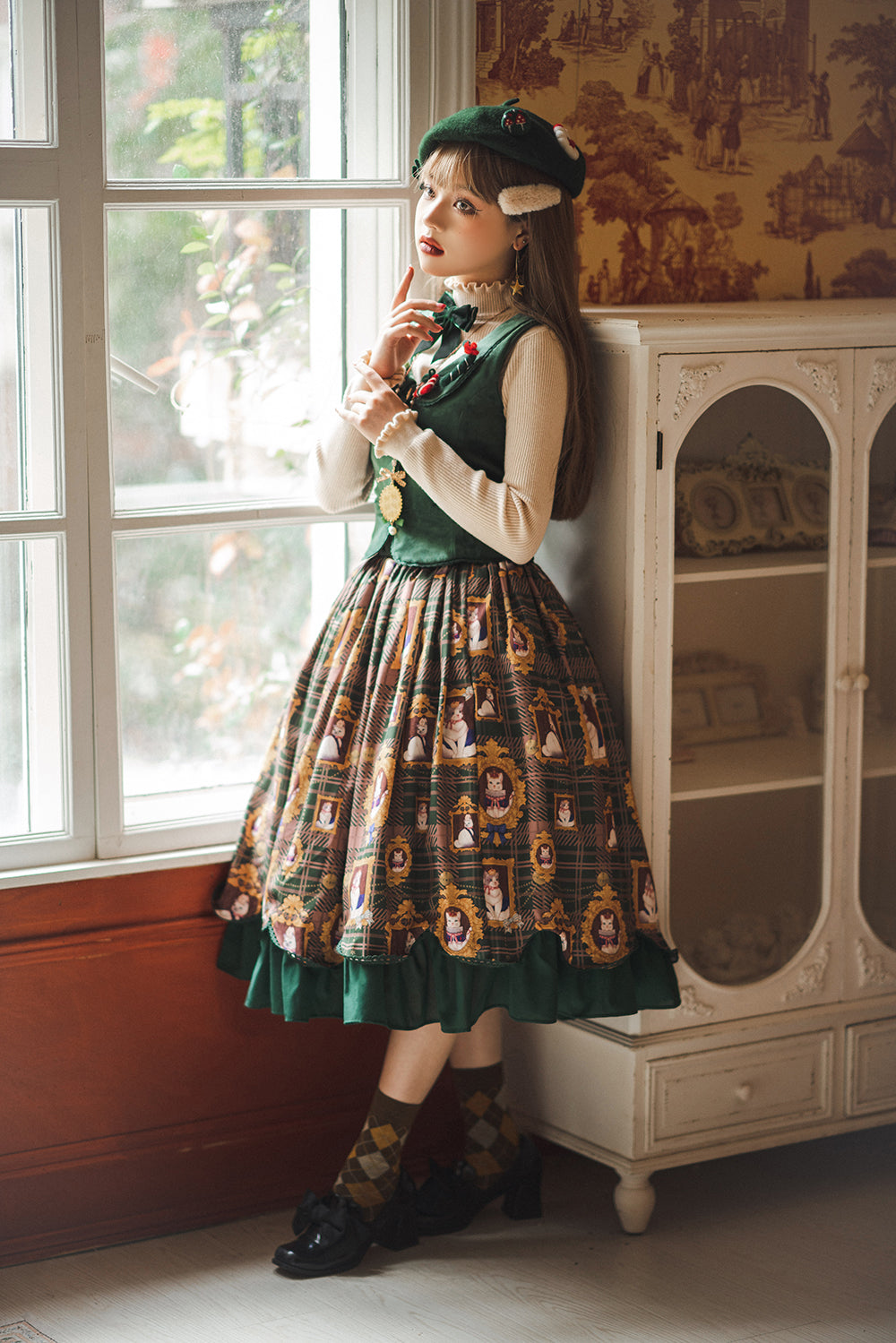 Miss Point~Christmas Preppy Style Velvet Lolita SK Vest Set 3690:22621