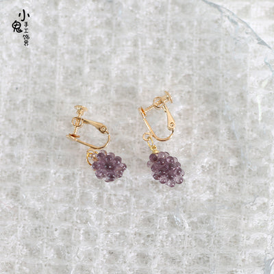 Xiaogui - Grapery Lolita Earring Necklace Lolita Accessory No.7 purple ear clips
