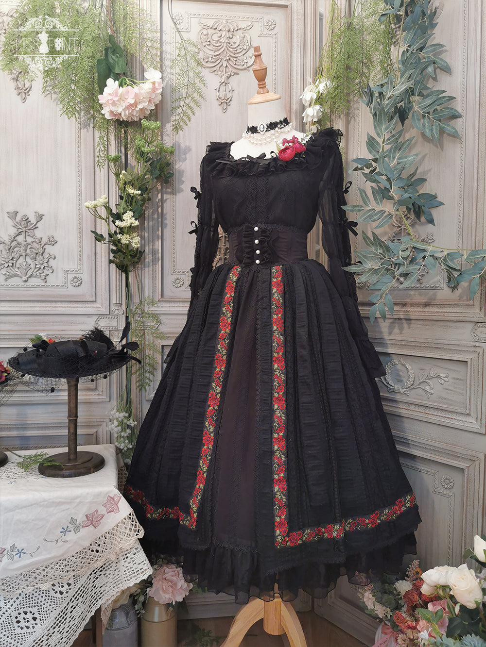 Miss Point~The Sally Gardens~Fish Bone High Waist Lolita Skirt 8492:91180