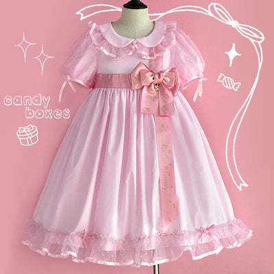 Pumpkin Cat - Candy Boxes Sweet Lolita OP Dress S pink with pink silk ribbon