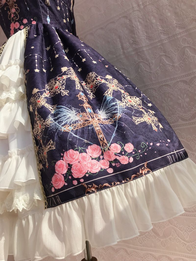 Yilia - Peacock Cross - Printed Winter Classic Lolita JSK
