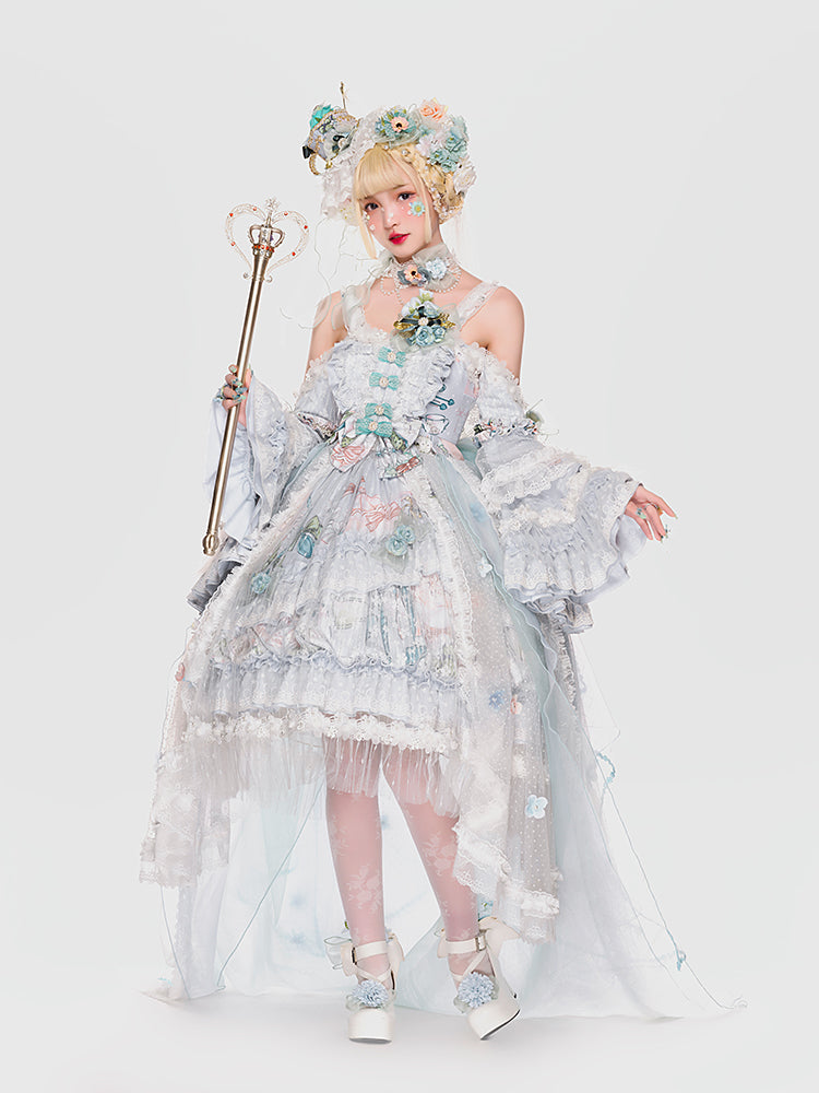 Youpairui - Sylph - Classic Lolita Tea Party Green Jumper Dress One Size teacup hat full set