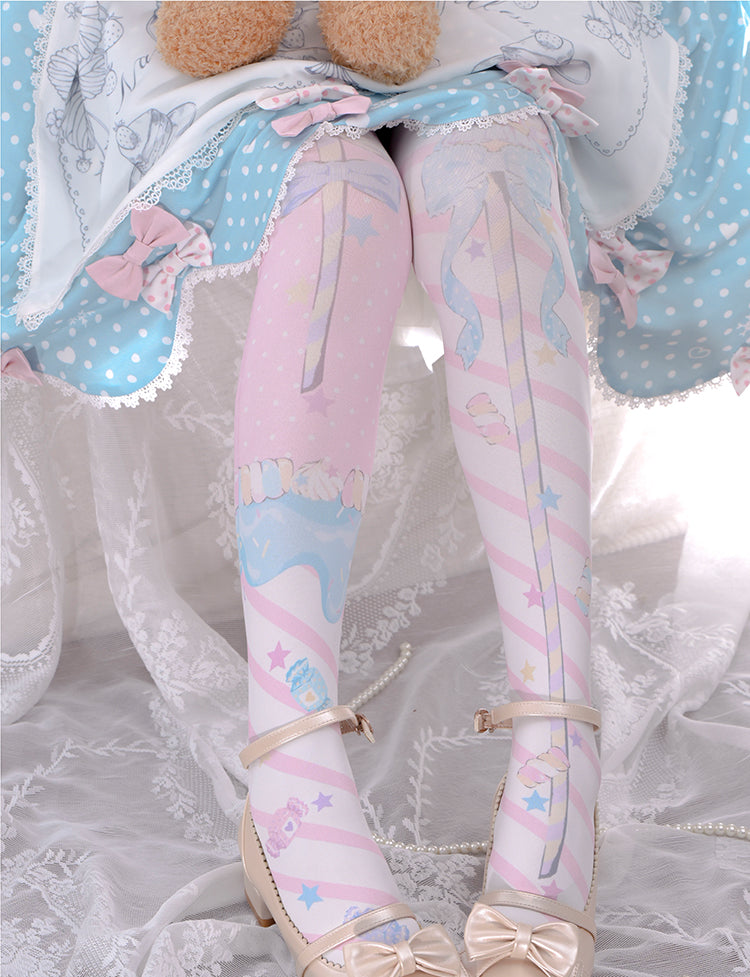 Roji roji - Fairy Kei Sweet Lolita Print Stockings