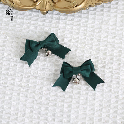 Xiaogui - Sweet Japan Fashion Lolita Bell Bow Clip dark green