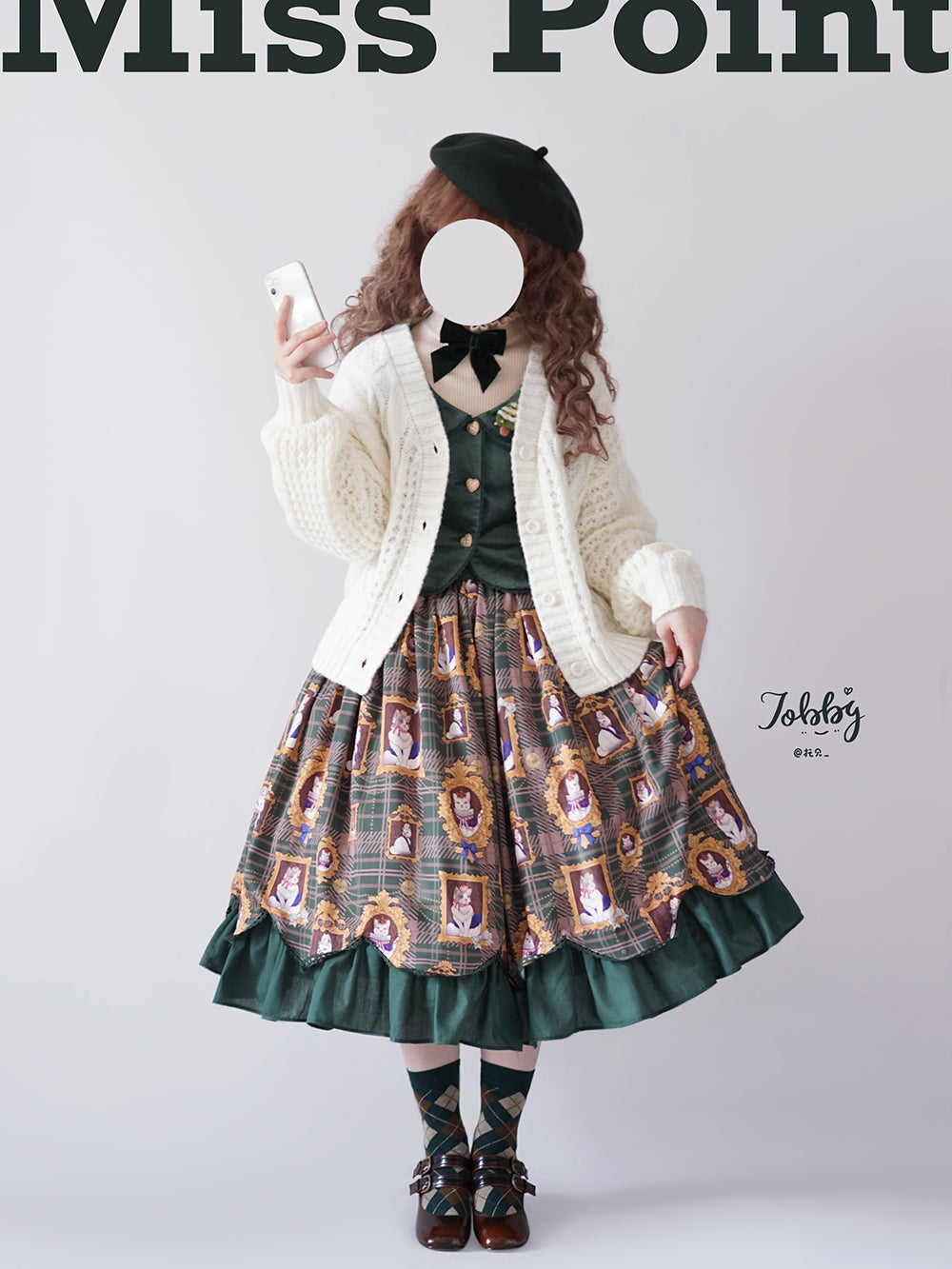 Miss Point~Christmas Preppy Style Velvet Lolita SK Vest Set 3690:22653