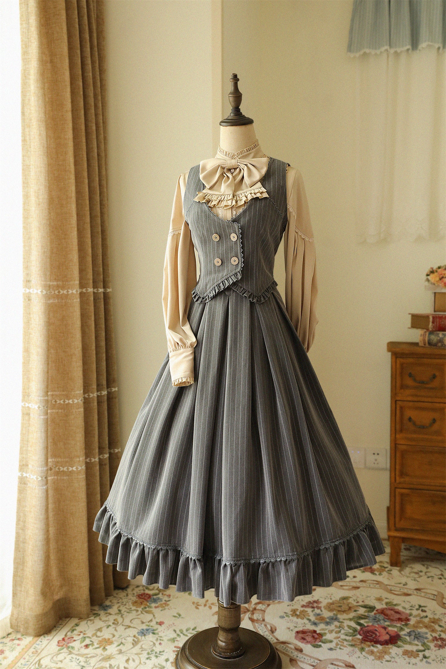 Forest Wardrobe - North of the Forest - Classic Lolita Striped Vest Skirt Set (2XL L M S XL) 3040:29013