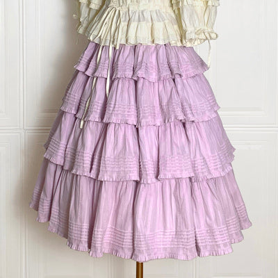 Boguta - Heidi Cotton Lolita Tiered SK Skirt M light purple
