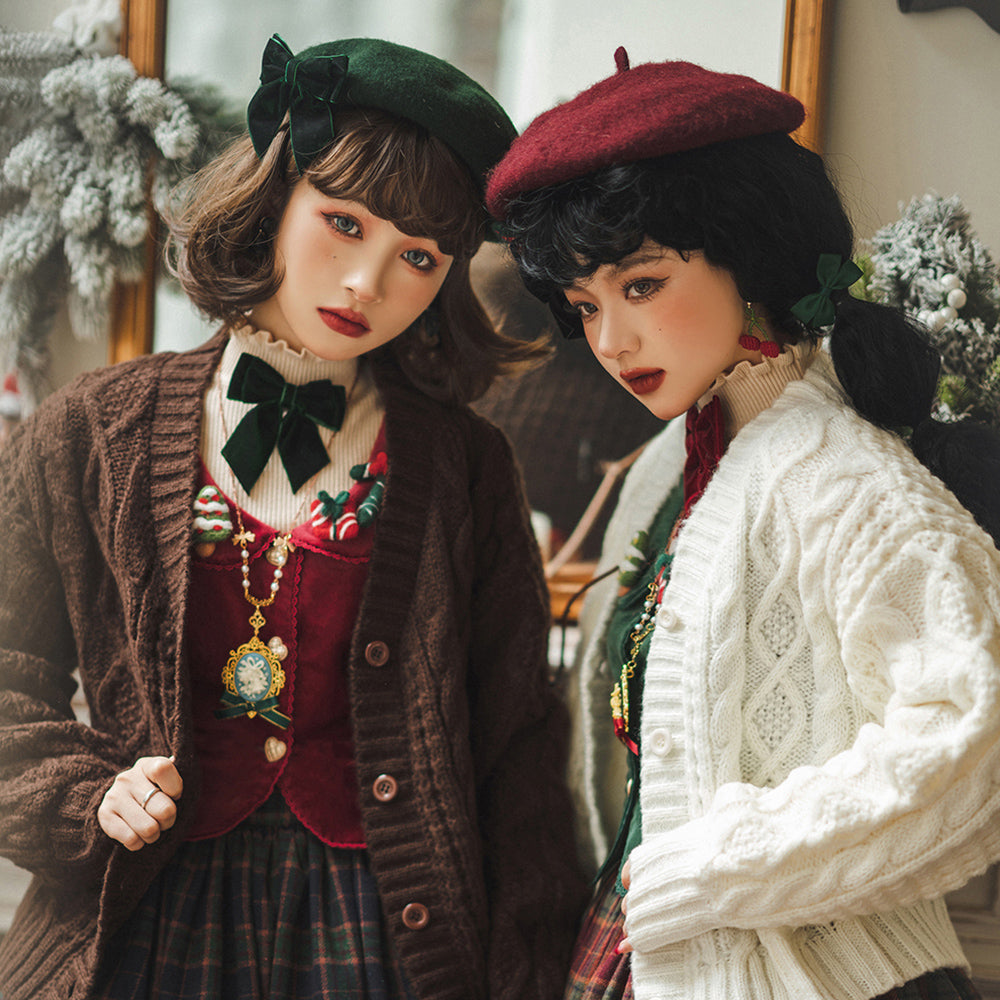 Miss Point - Christmas Preppy Style Velvet Lolita SK Vest Set