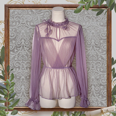 FunCcino - Dense Forest Corridor - Elegant Lolita Blouse and Cape One Size purple shirt