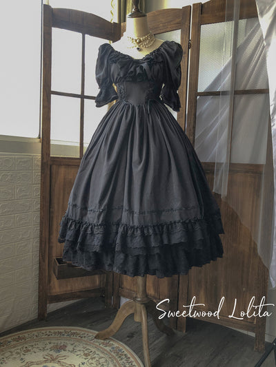(Buyforme) Sweet Wood~ CLA Vintage French Lolita OP Dress 2XL black long dress 