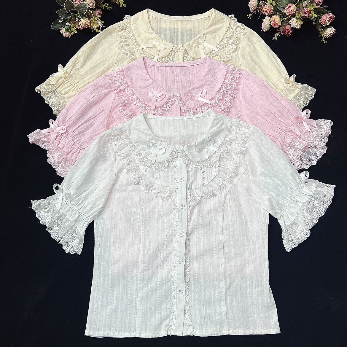 (BuyformeDMFS Lolita ~Summer Short Sleeve Cotton Lolita Blouse   