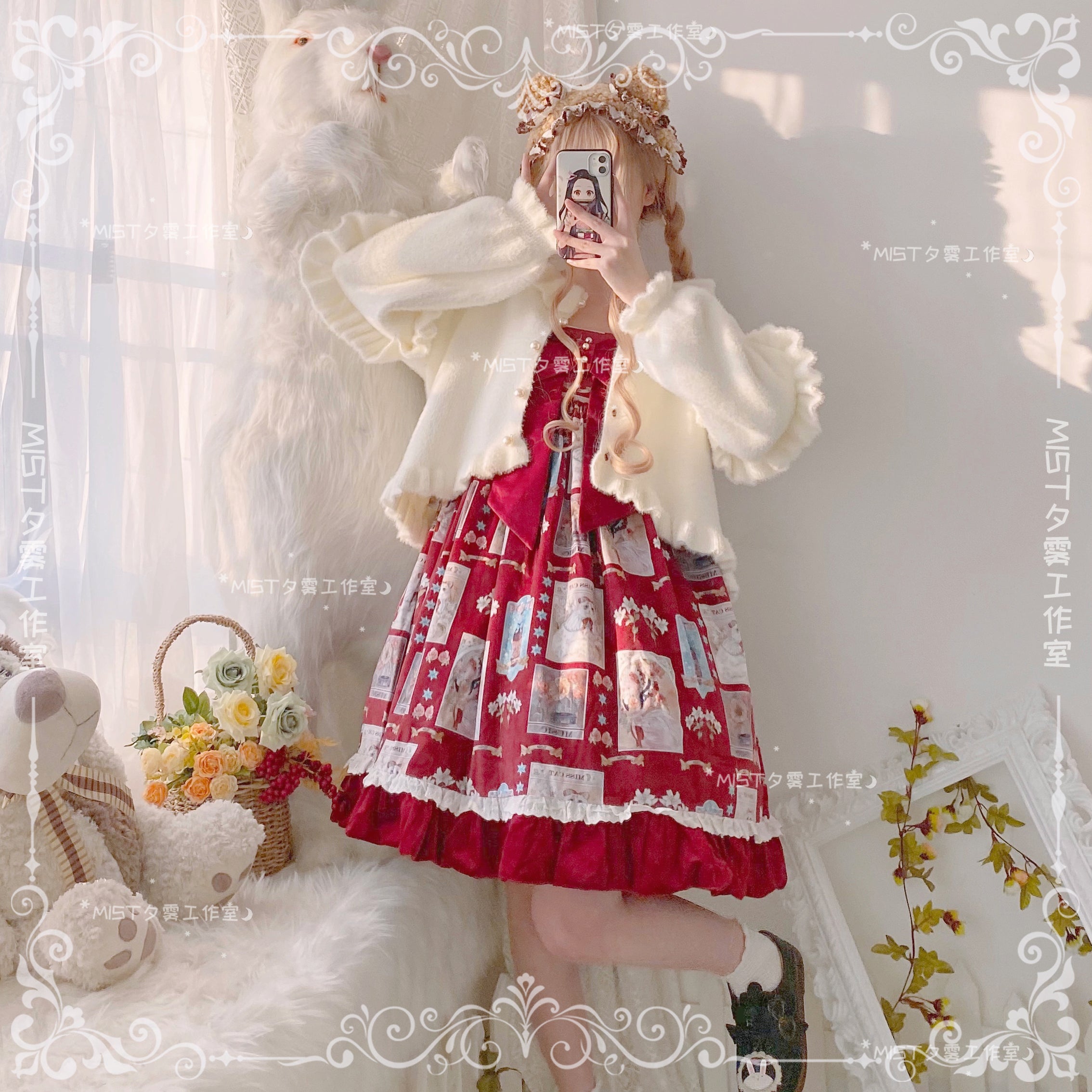 MIST~Small Ointment~Sweet Lolita Thick Sweater Coat Puff Sleeve 9900:113764