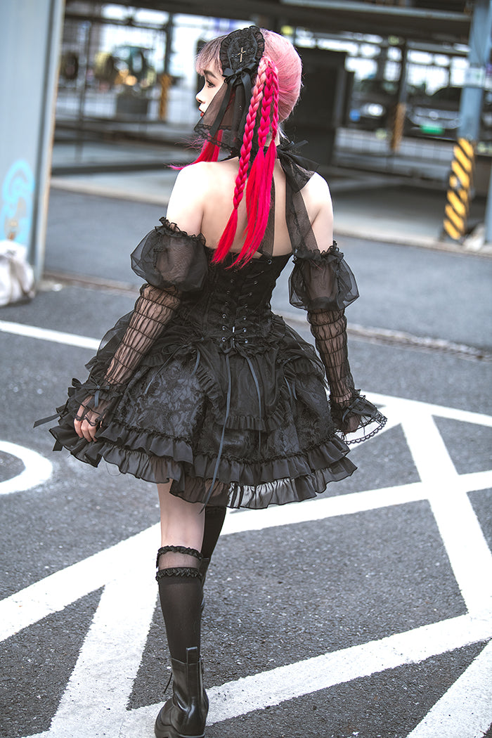 Alice Girl~Cross Maiden~Gothic Lolita Cuffs Puff Arm Sleeves 106:66803
