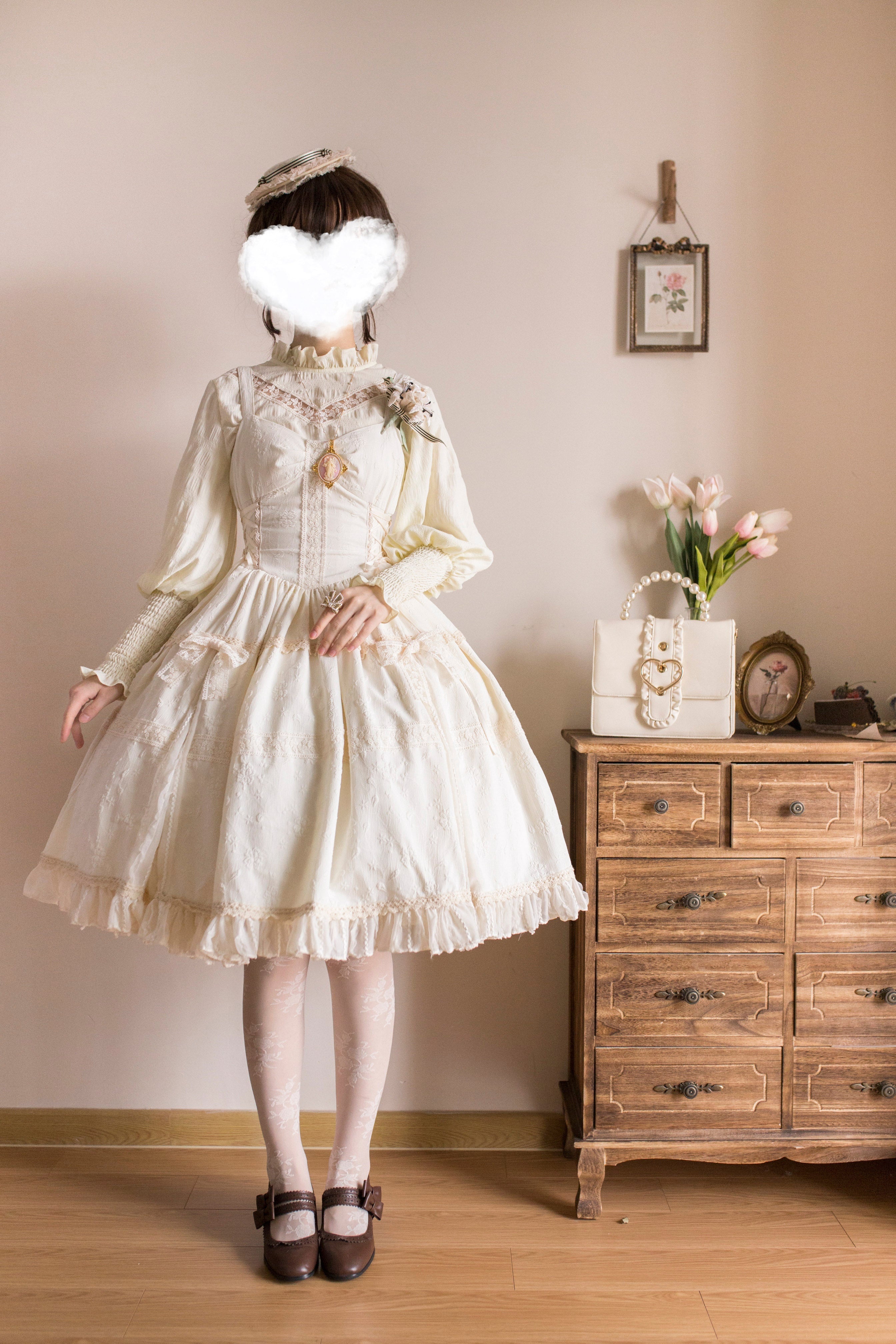 White Tea Story - Elegant Black and White Lolita JSK and Blouse