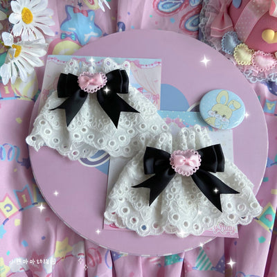 (Buyforme)Bear Doll~Sweet Lolita Cuff with Heart and Bow black bow  