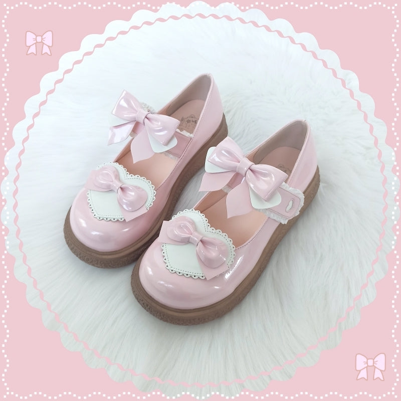 Lixing Luo - Cute Milkmaid Round Toe Multicolor Lolita Shoes 34 pink