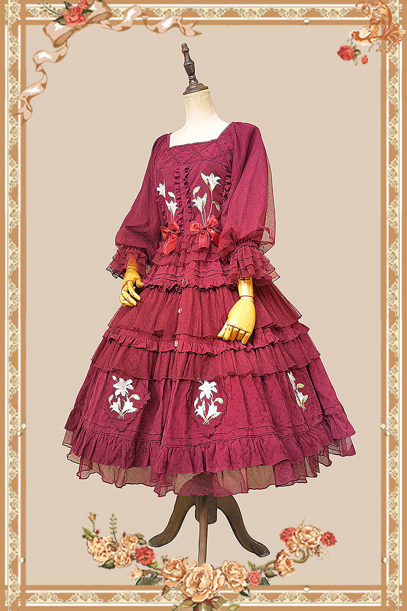 Infanta~Melaleuca Lily~Embroidery Country Lolita Blouse and Skirt 5872:1737