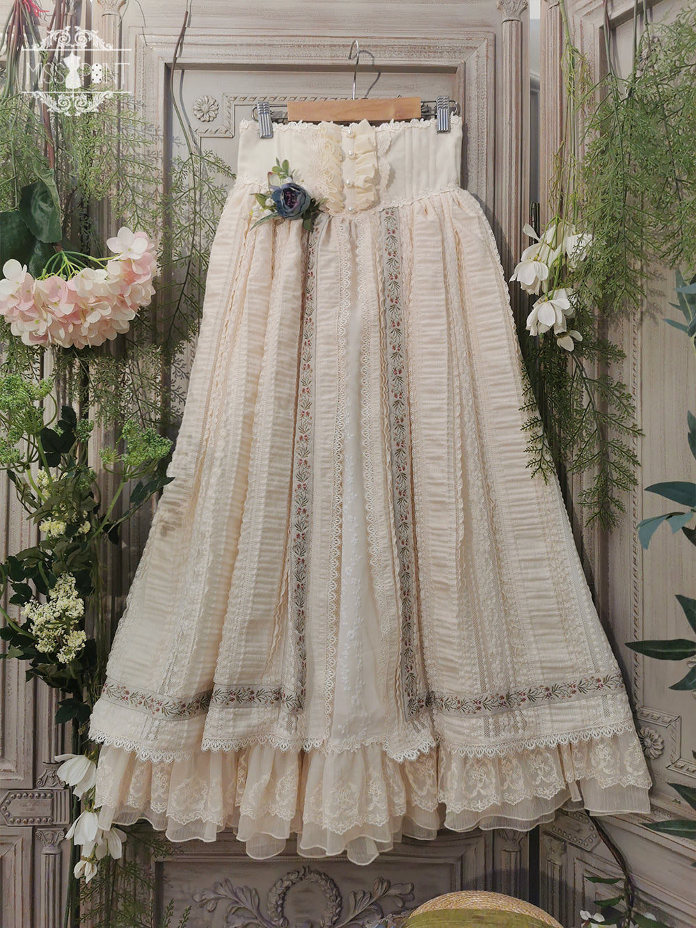 Miss Point - The Sally Gardens - Fish Bone High Waist Lolita Skirt S ivory