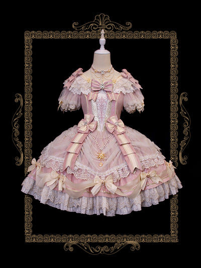 Alice Girl~Girls' Day~Retro Lolita OP Dress Short Sleeve Place Style pink (short gorgeous version) S 