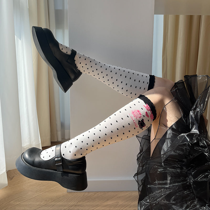 Roji roji - Bear Bunny Cotton Lolita Calf Socks calf socks black