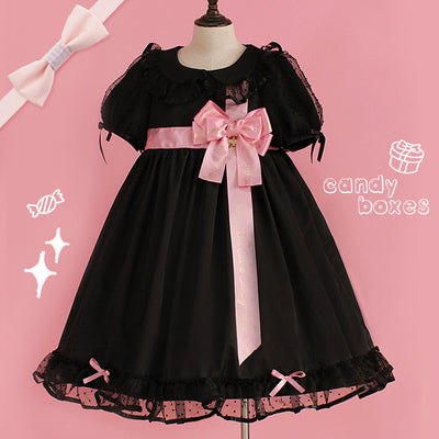 Pumpkin Cat - Candy Boxes Sweet Lolita OP Dress S balck with pink silk ribbon