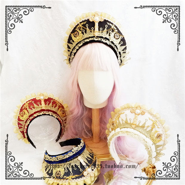 茶 tiara Fox Cherry~gorgeous Lolita Palace Retro Golden Tudor Headdress