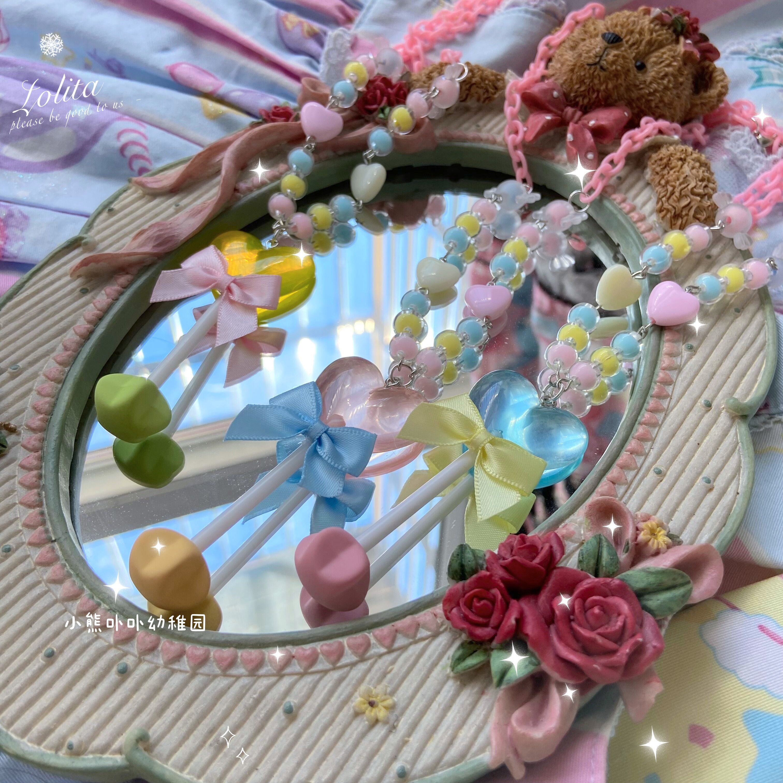 Bear Doll - Sweet Lolita Bow Heart-Shaped Sweater Chain