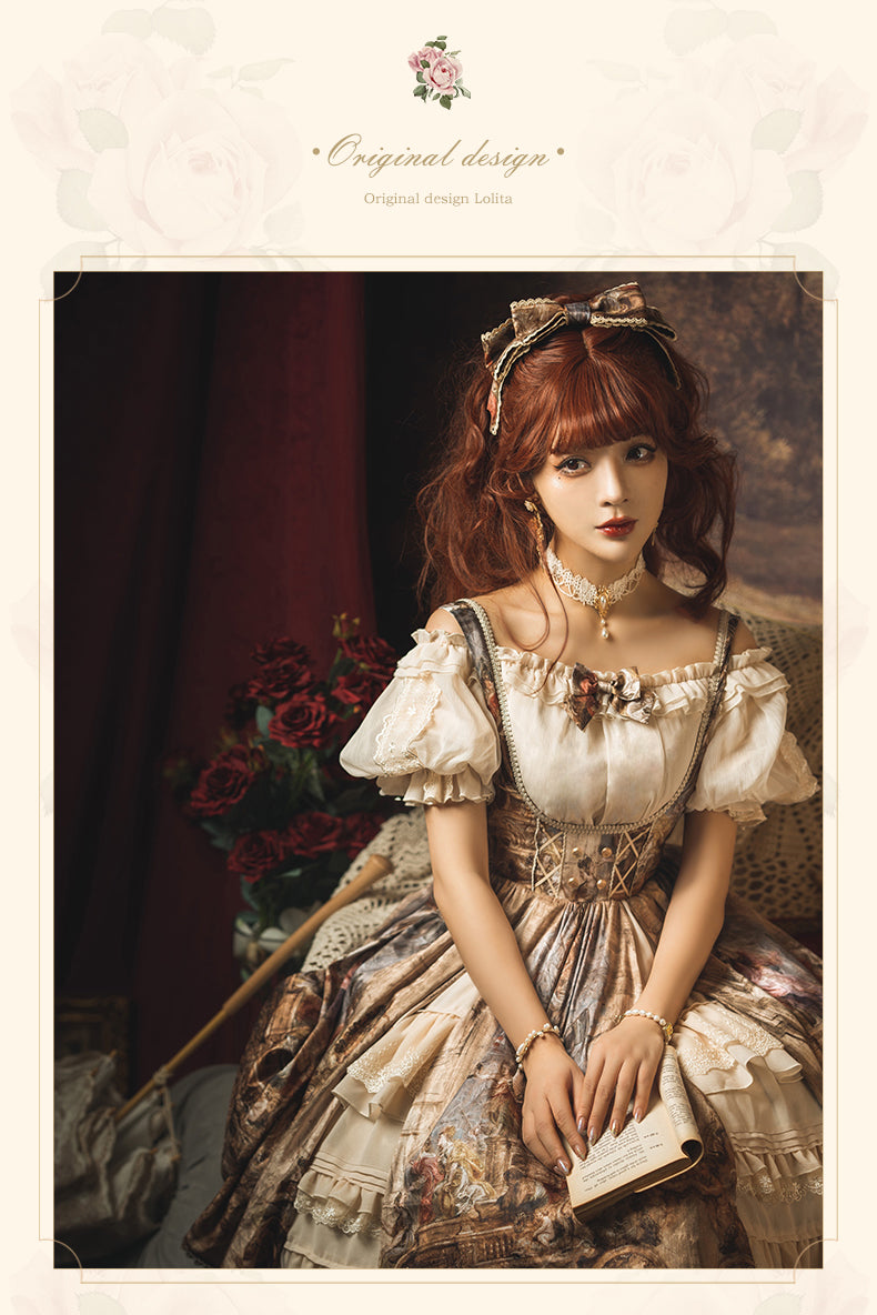 YingLuoFu - Cloria - Classic Oil Paiting Print Lolita JSK